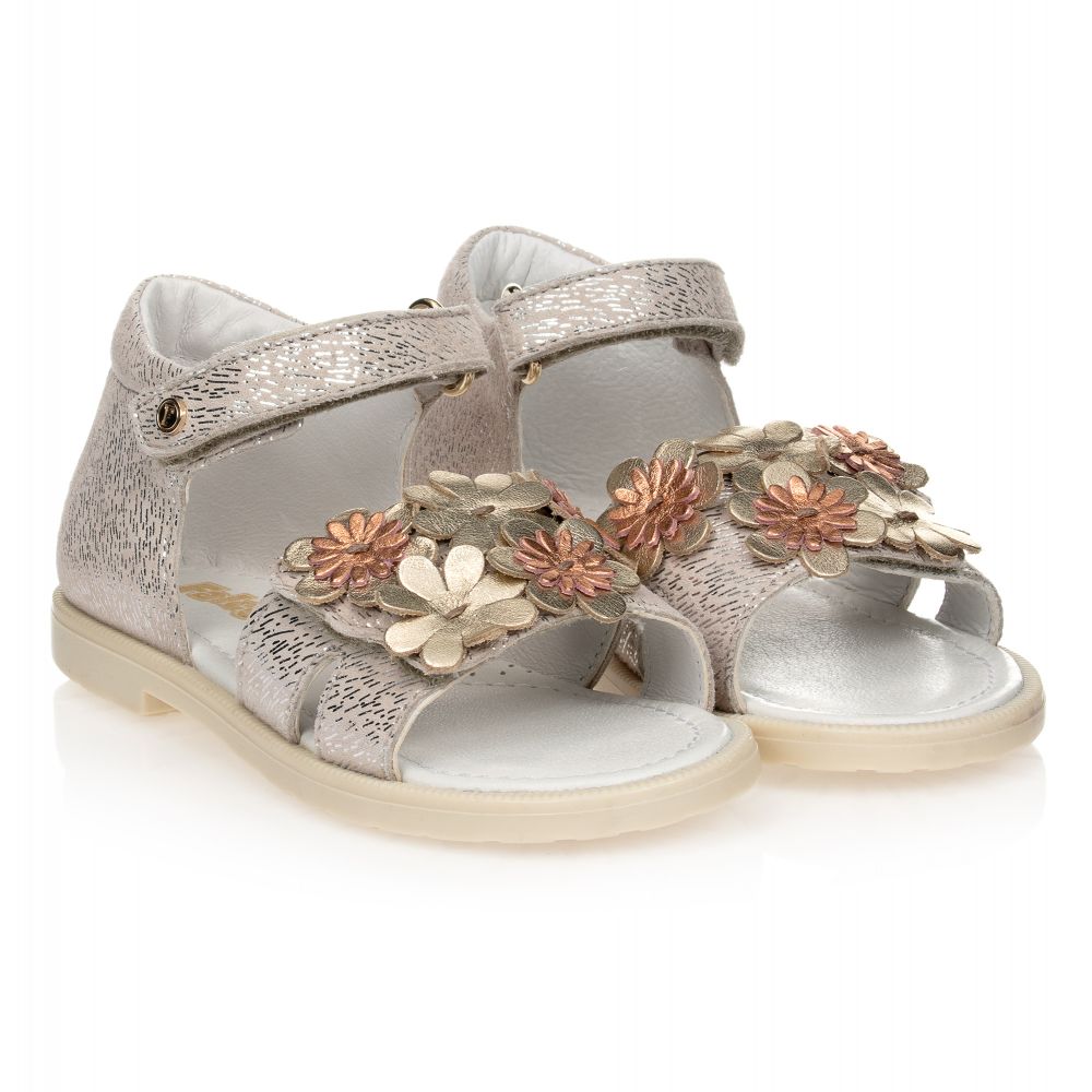 Falcotto By Naturino Babies'  Girls Gold Suede Leather Sandals
