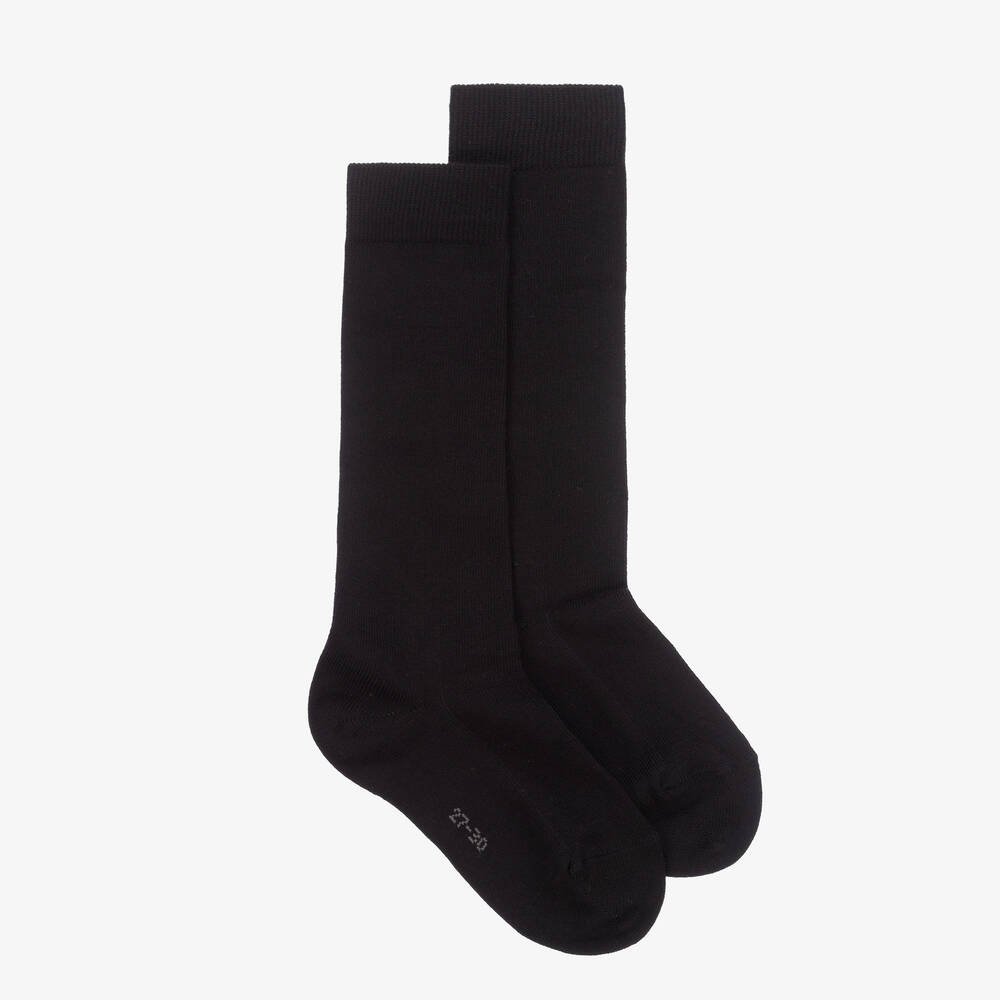 Falke - Chaussettes montantes noires en coton | Childrensalon