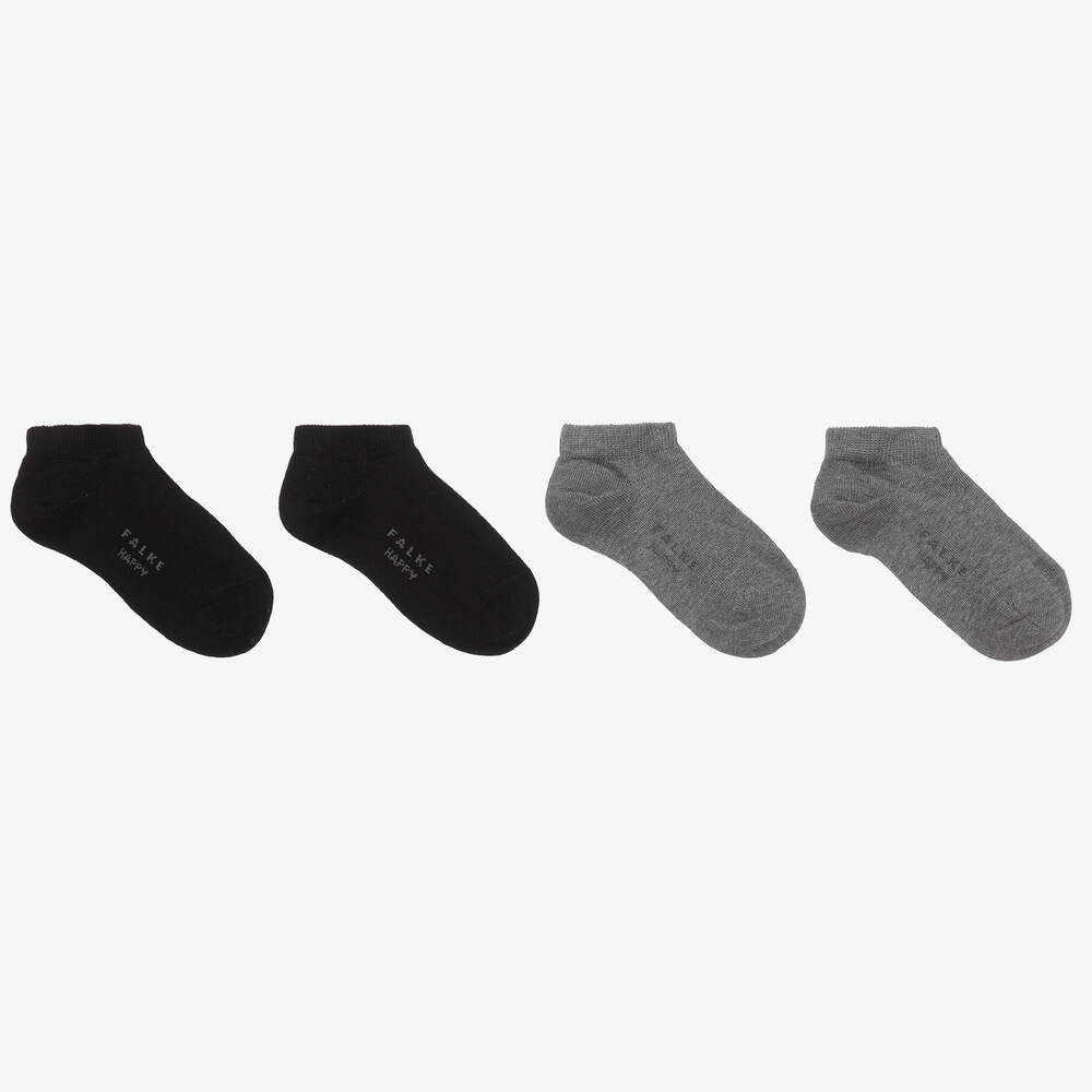 Falke - Black & Grey Cotton Trainer Socks (2 Pack) | Childrensalon