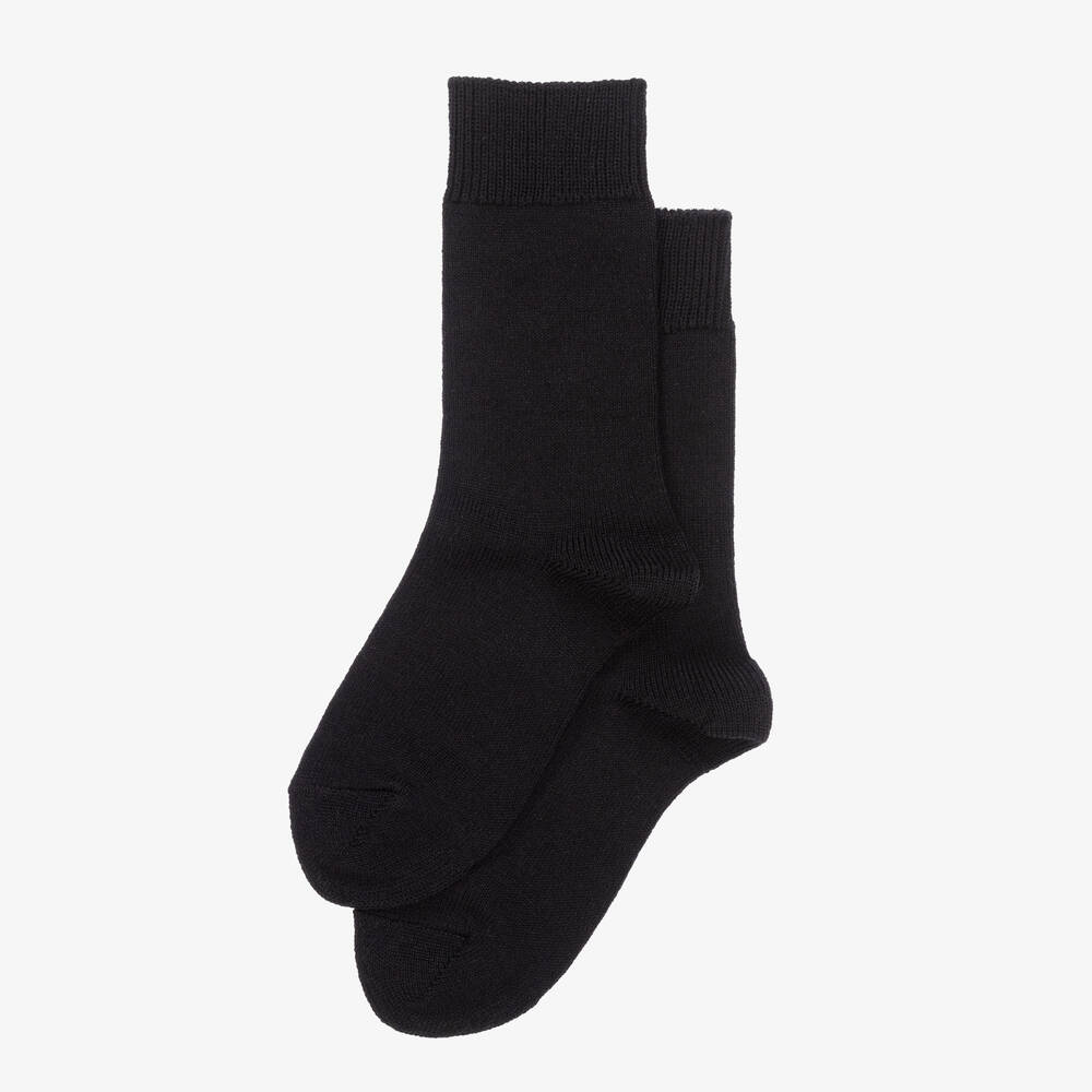 Falke - Black Wool Socks | Childrensalon