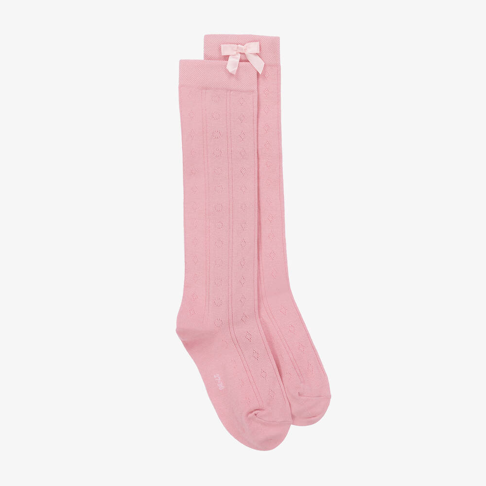 Falke - Girls Pink Cotton Knee Socks | Childrensalon