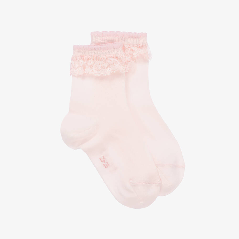 Falke - Girls Pink Cotton Lisle Socks | Childrensalon