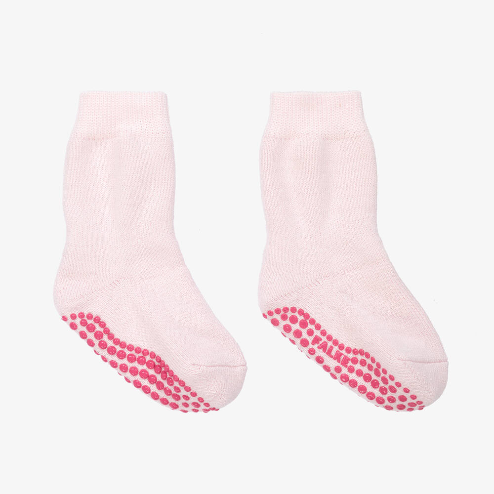 Falke - Chaussons-chaussettes roses coton et laine fille | Childrensalon