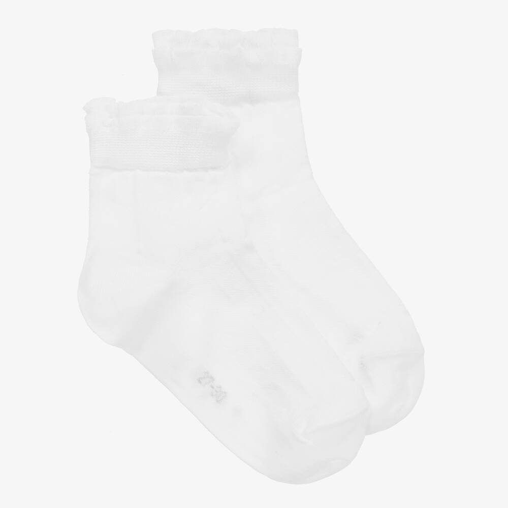 Falke - Girls White Cotton Socks  | Childrensalon