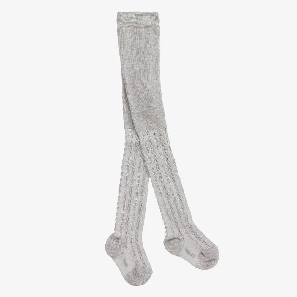 Falke - Grey Cable Knit Cotton Tights | Childrensalon