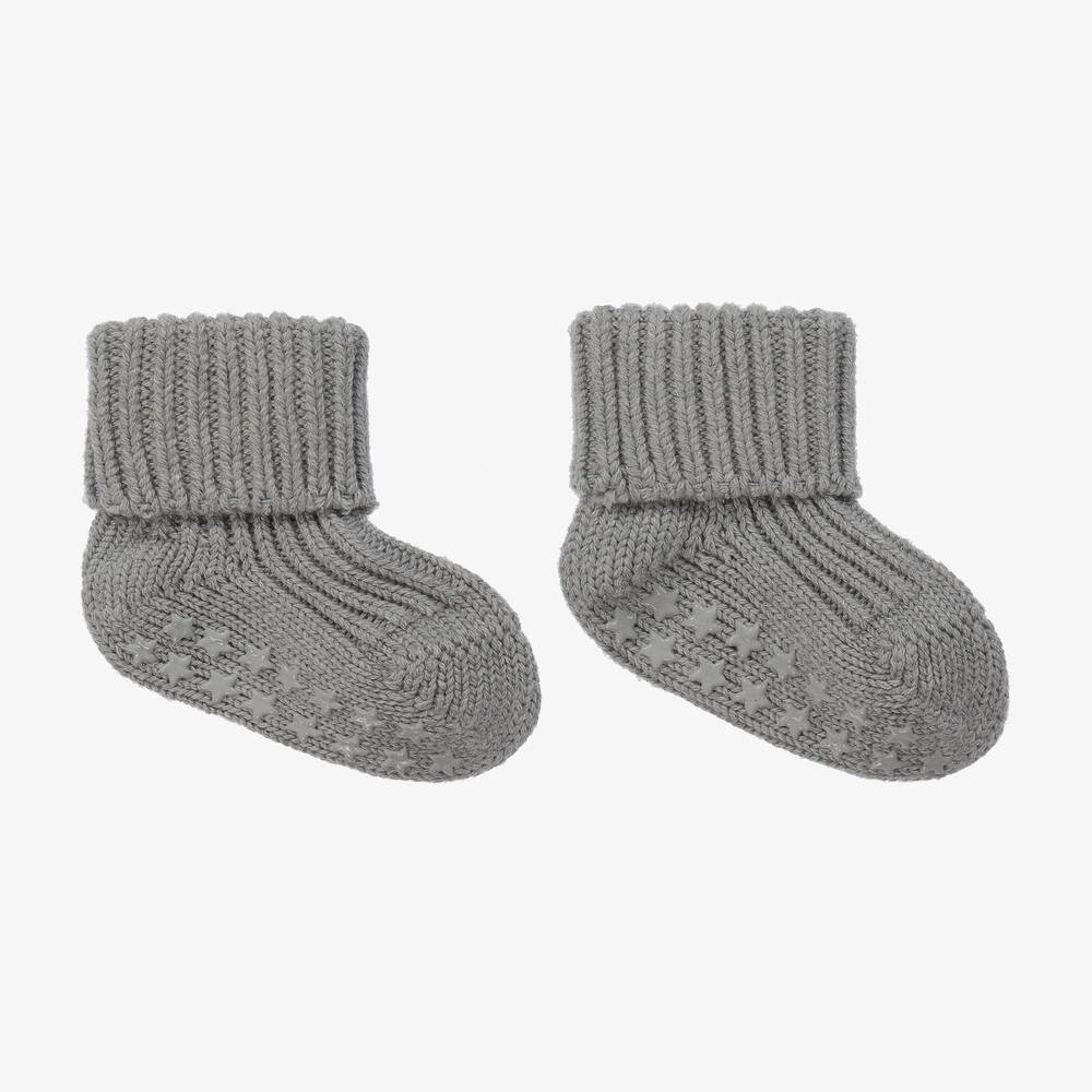 Falke - Chaussons-chaussettes gris en coton Bébé | Childrensalon