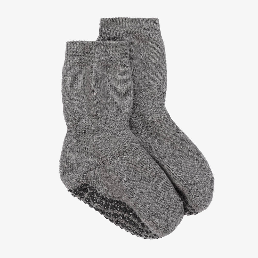Falke Kids' Grey Cotton & Wool Slipper Socks In Grey