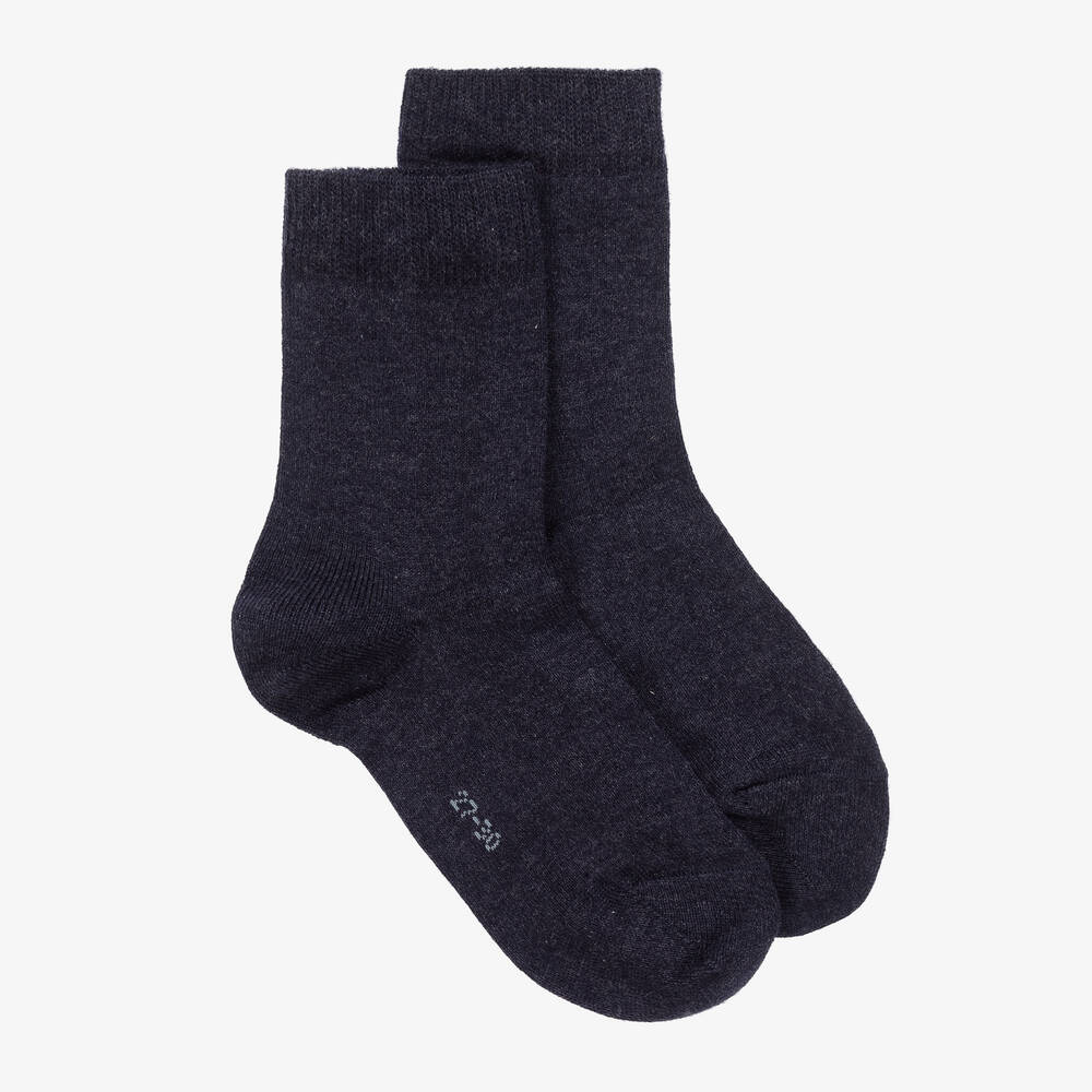 Shop Falke Navy Blue Cotton Ankle Socks