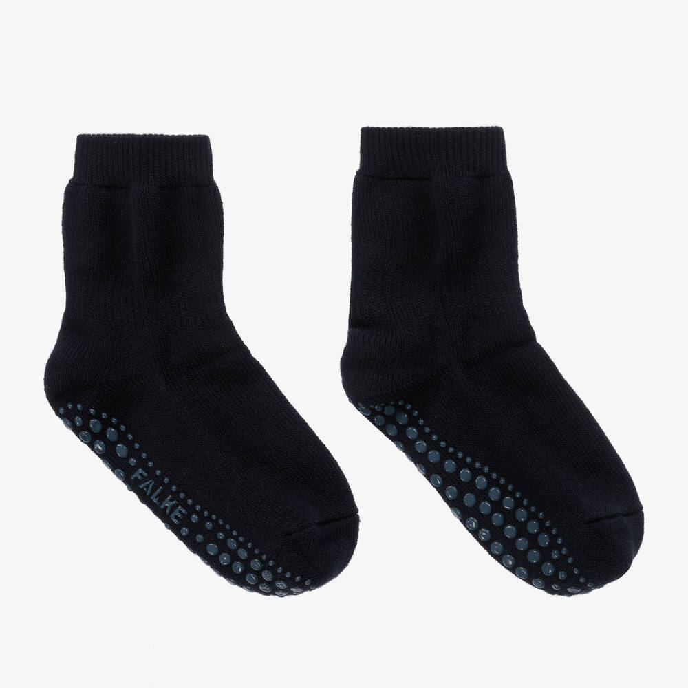 Falke - Navy Blue Cotton Wool Slipper Socks | Childrensalon