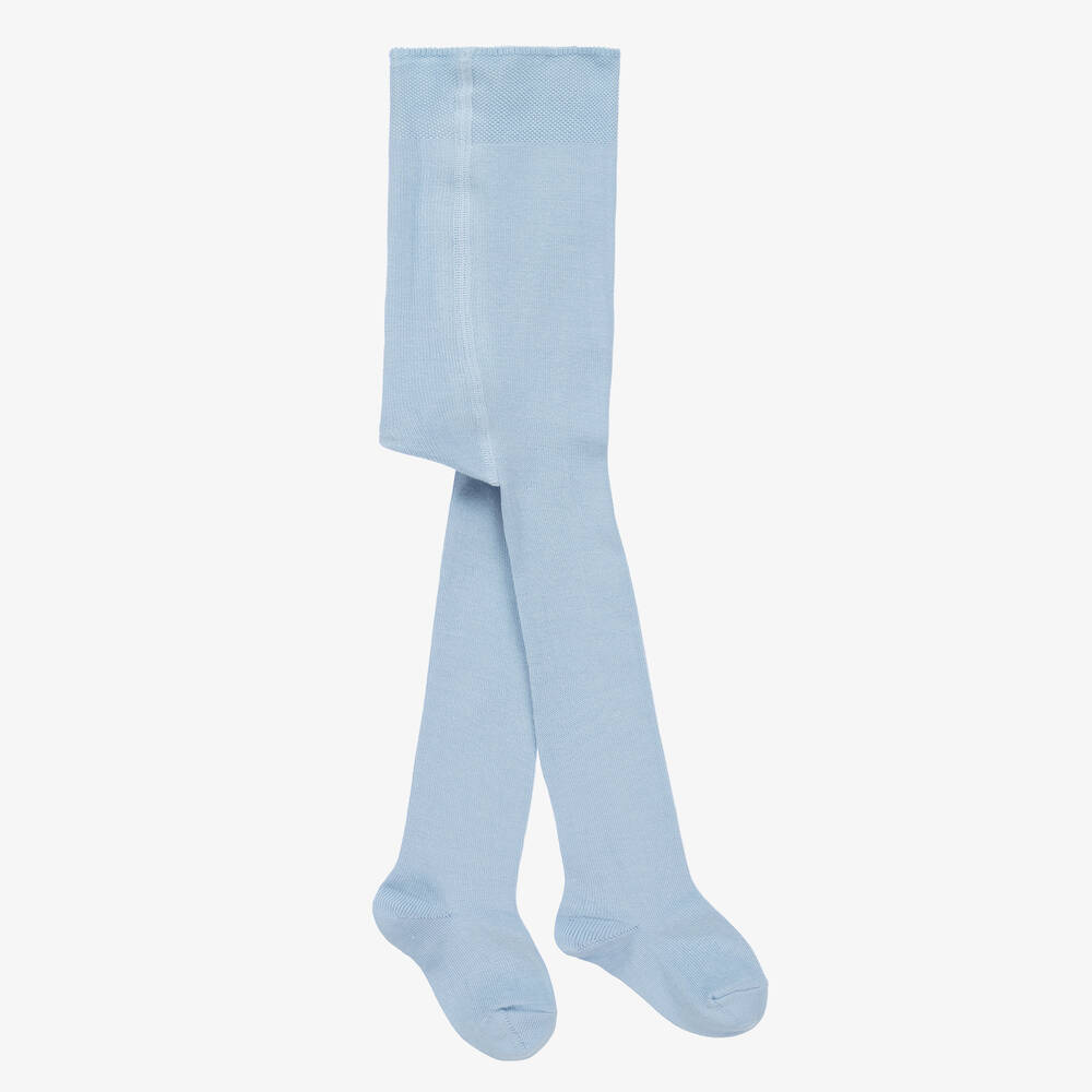 Falke - Pale Blue Cotton Knit Baby Tights | Childrensalon