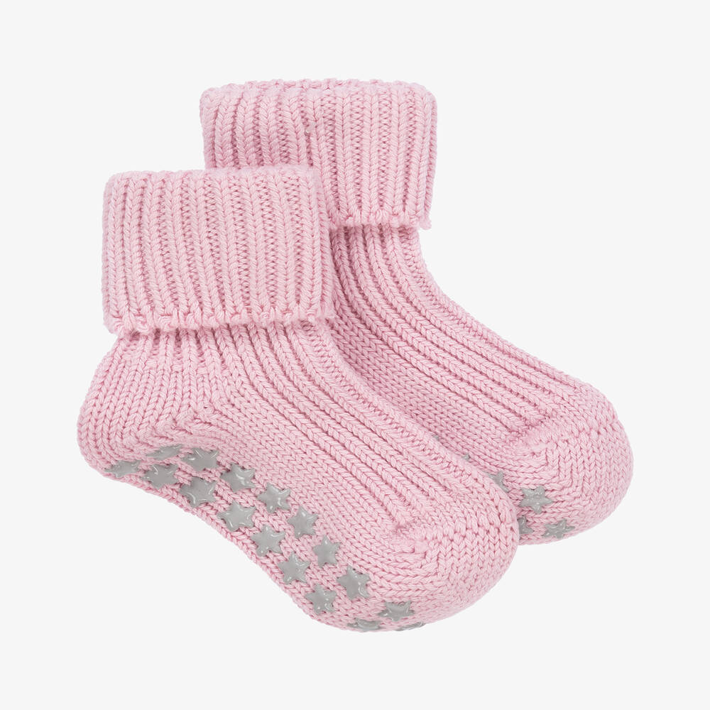 Falke - Chaussons-chaussettes roses en coton bébé | Childrensalon
