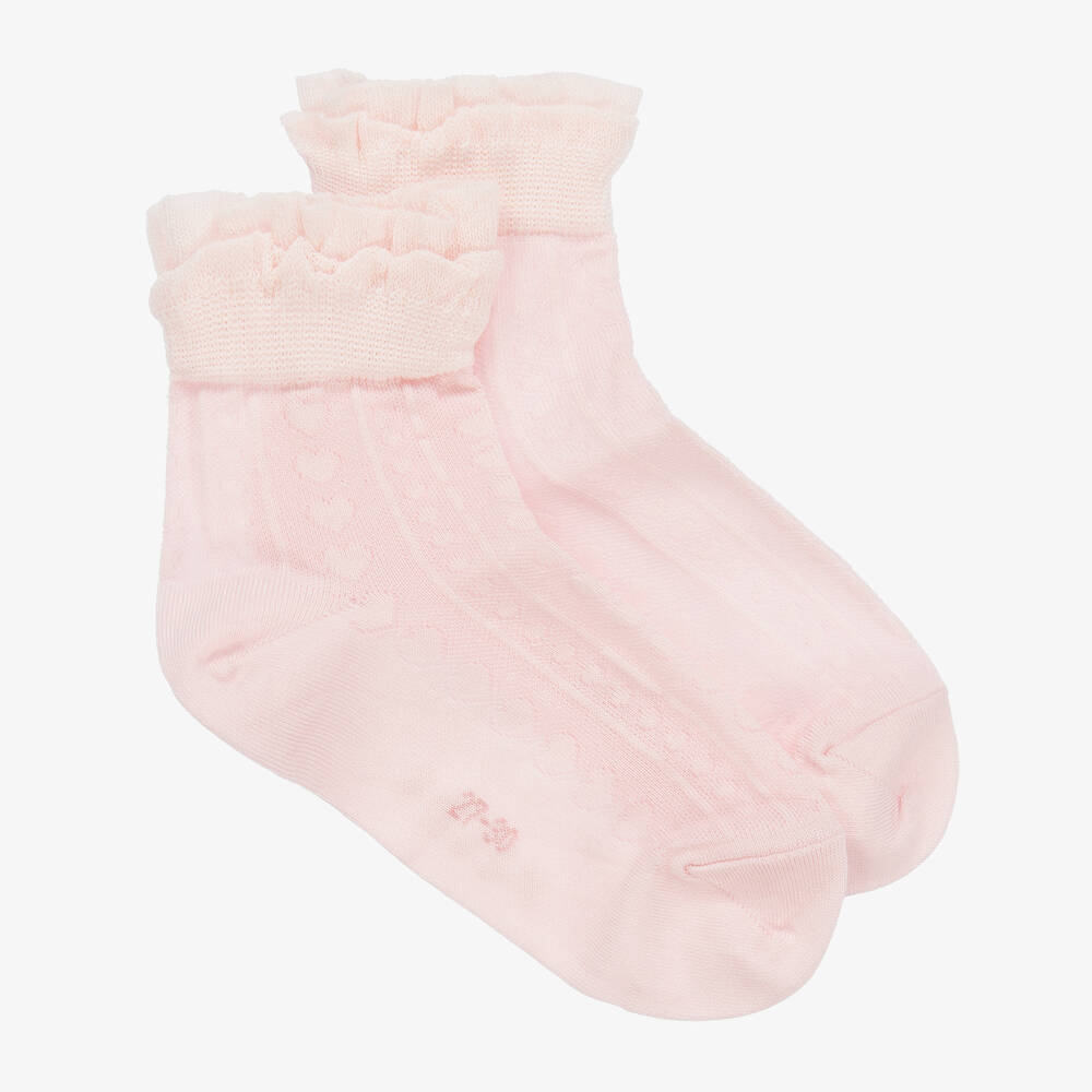 Falke - Pink Cotton Net Socks | Childrensalon