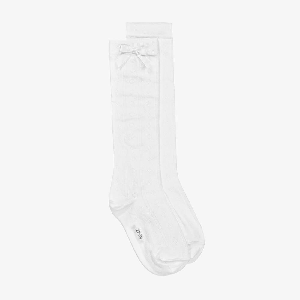 Falke - White Cotton Knee High Socks | Childrensalon