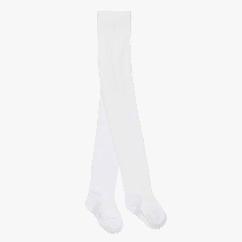 Falke - White Cotton Knit Tights | Childrensalon