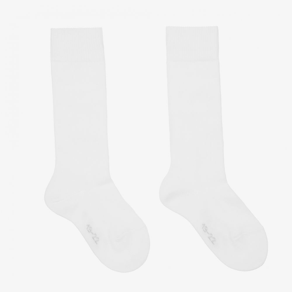 Falke - White Cotton Long Socks | Childrensalon