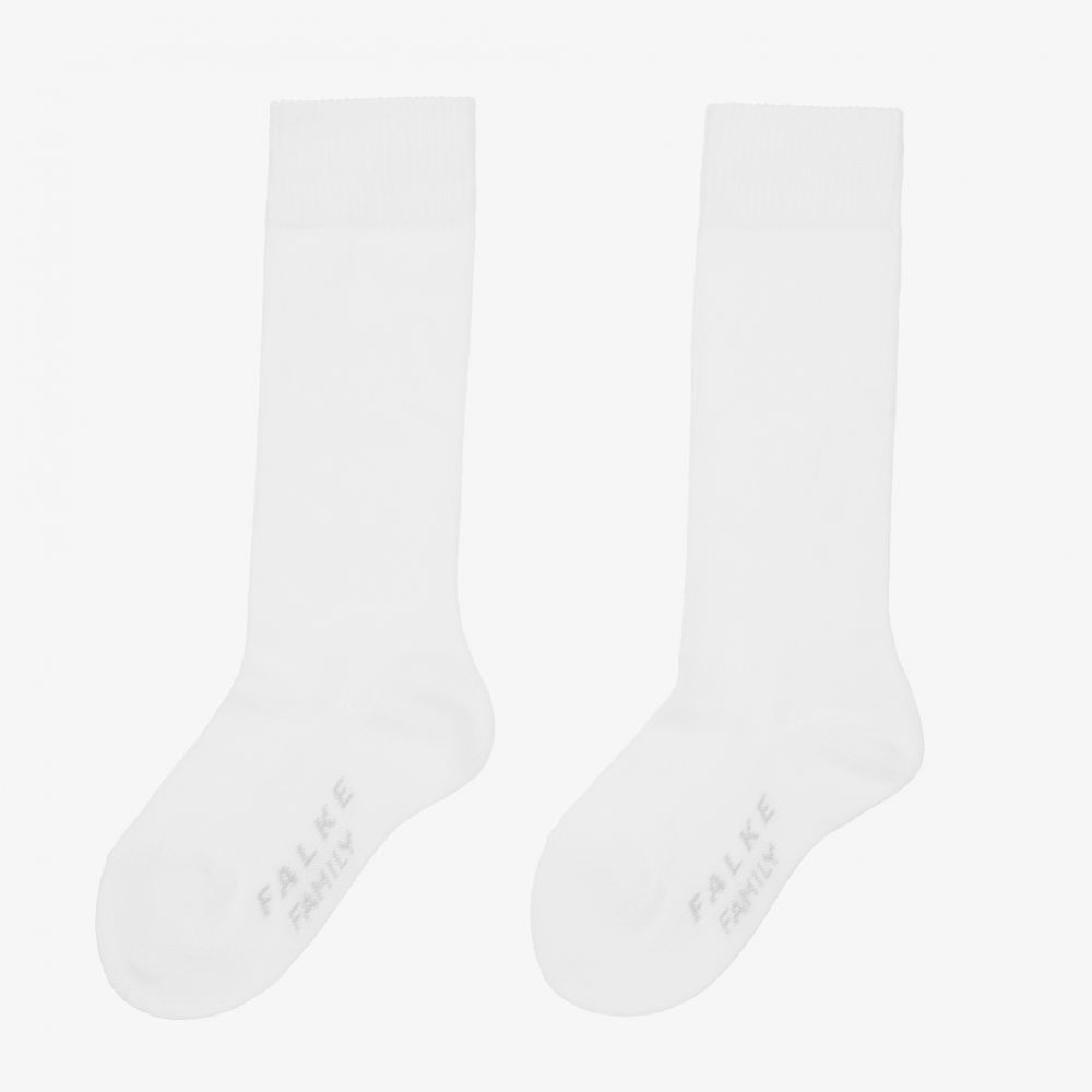 Falke - White Cotton Long Socks | Childrensalon