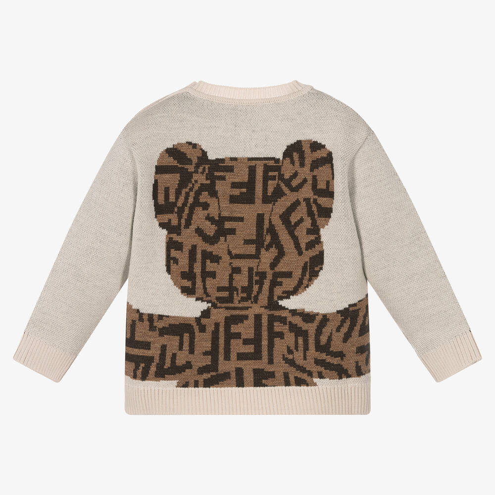 Fendi - Baby Beige Wool FF Bear Sweater | Childrensalon