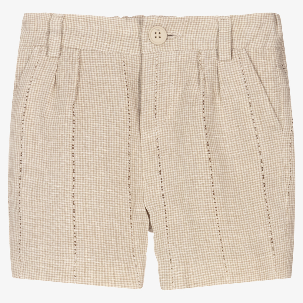 Fendi Baby Boys Beige Linen Shorts In Neutral
