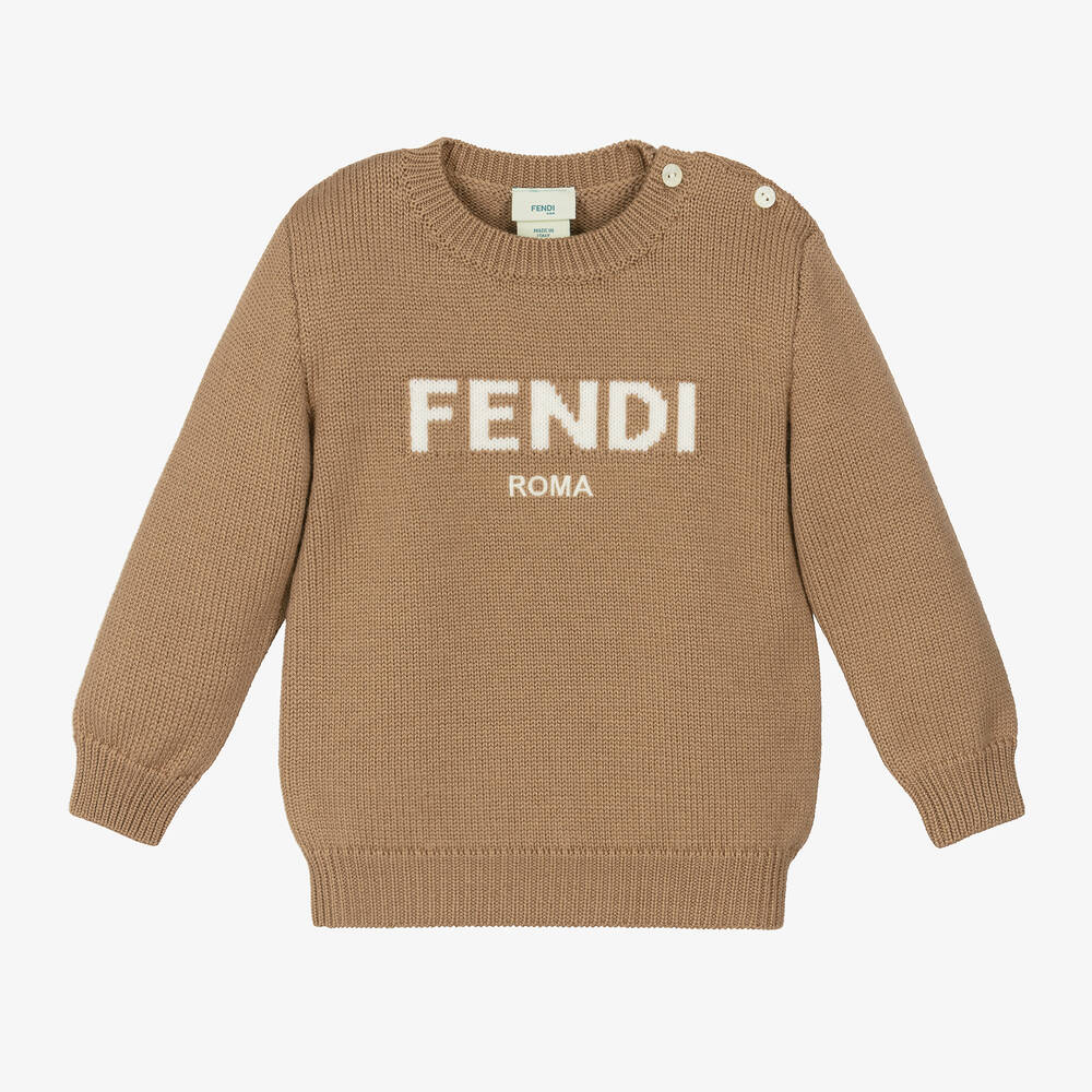 Fendi - Бежевый свитер из шерсти для малышей | Childrensalon