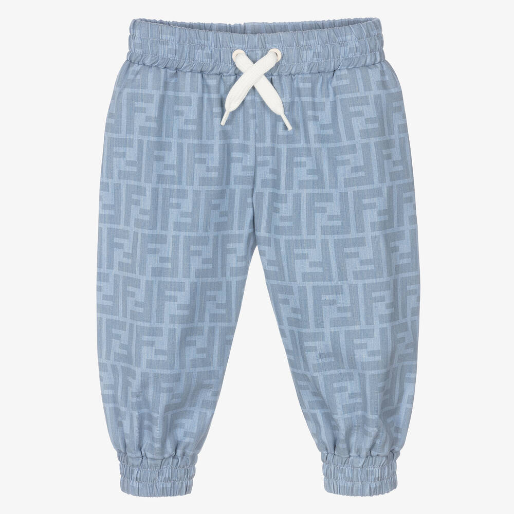Fendi - Pantalon bleu en coton FF bébé | Childrensalon