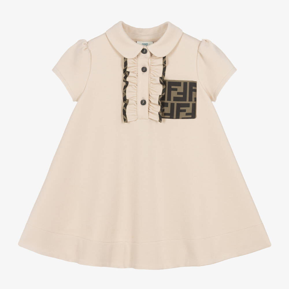 Fendi - Baby Girls Beige FF Milano Jersey Dress | Childrensalon