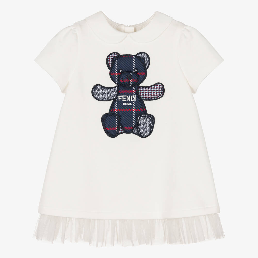 Fendi - Baby Girls Ivory Teddy Dress | Childrensalon