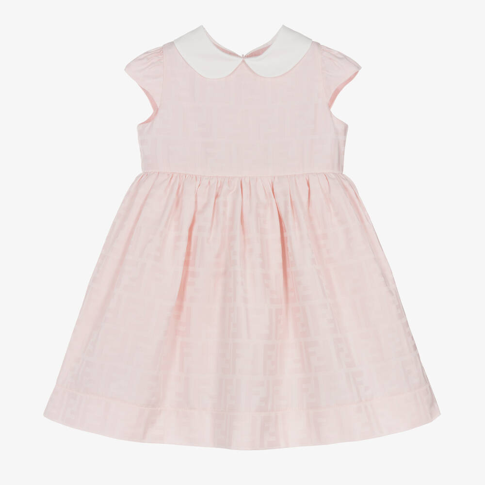 Fendi - Baby Girls Pink Cotton FF Logo Dress | Childrensalon
