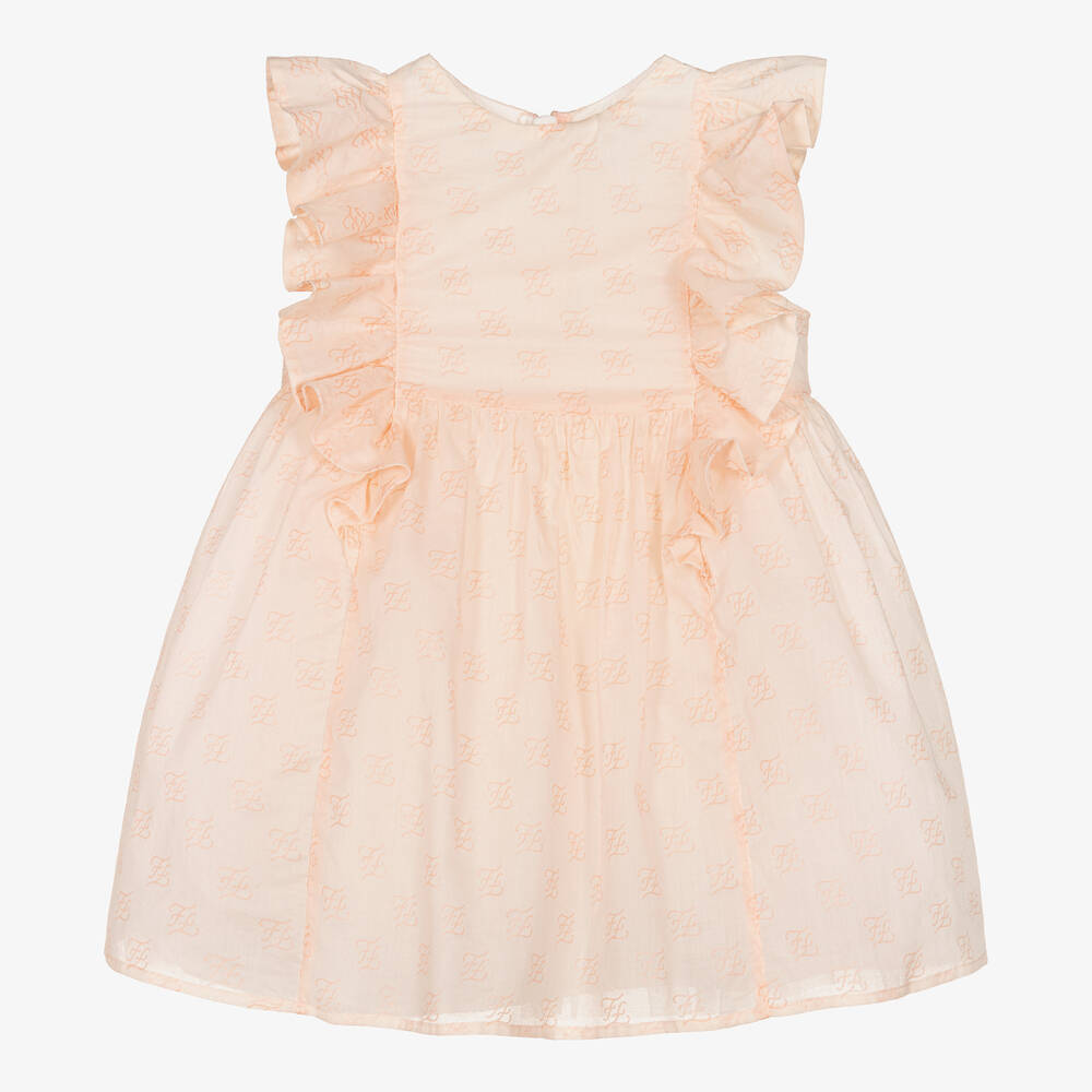 Fendi Baby Girls Pink Cotton Karligraphy Dress