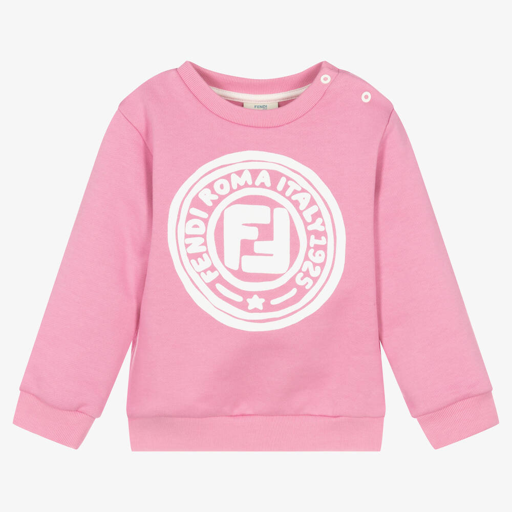 Fendi Baby Girls Pink Cotton Logo Sweatshirt