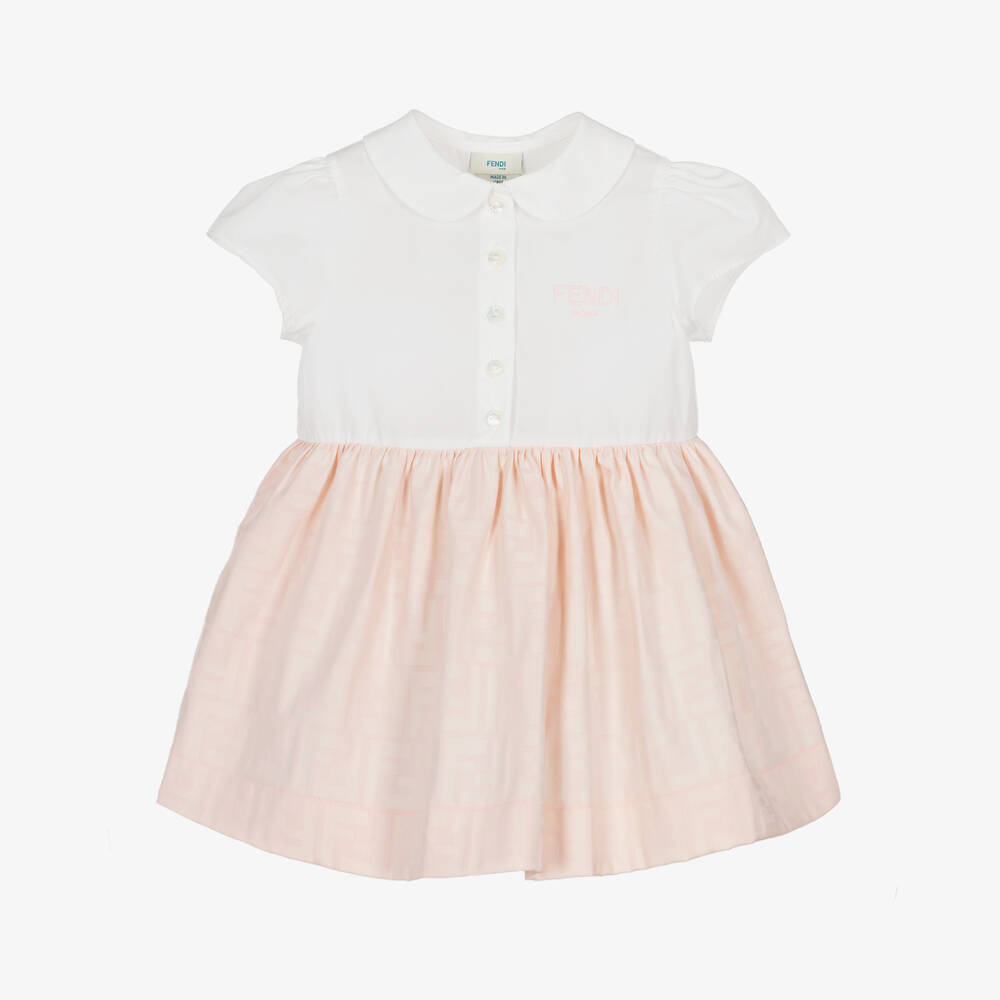Fendi - Розовое платье с принтом FF для малышек | Childrensalon
