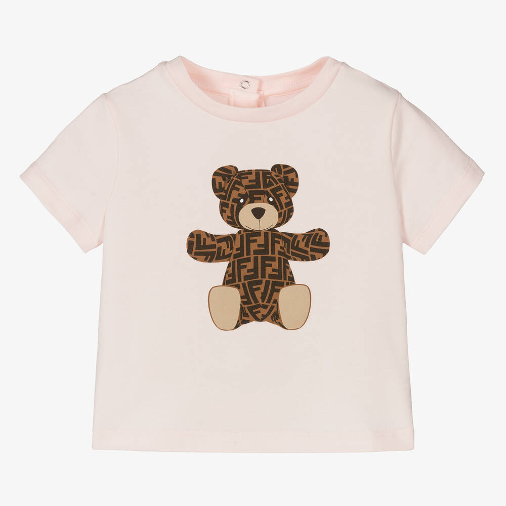 Fendi - Baby Girls Pink FF Teddy T-Shirt | Childrensalon