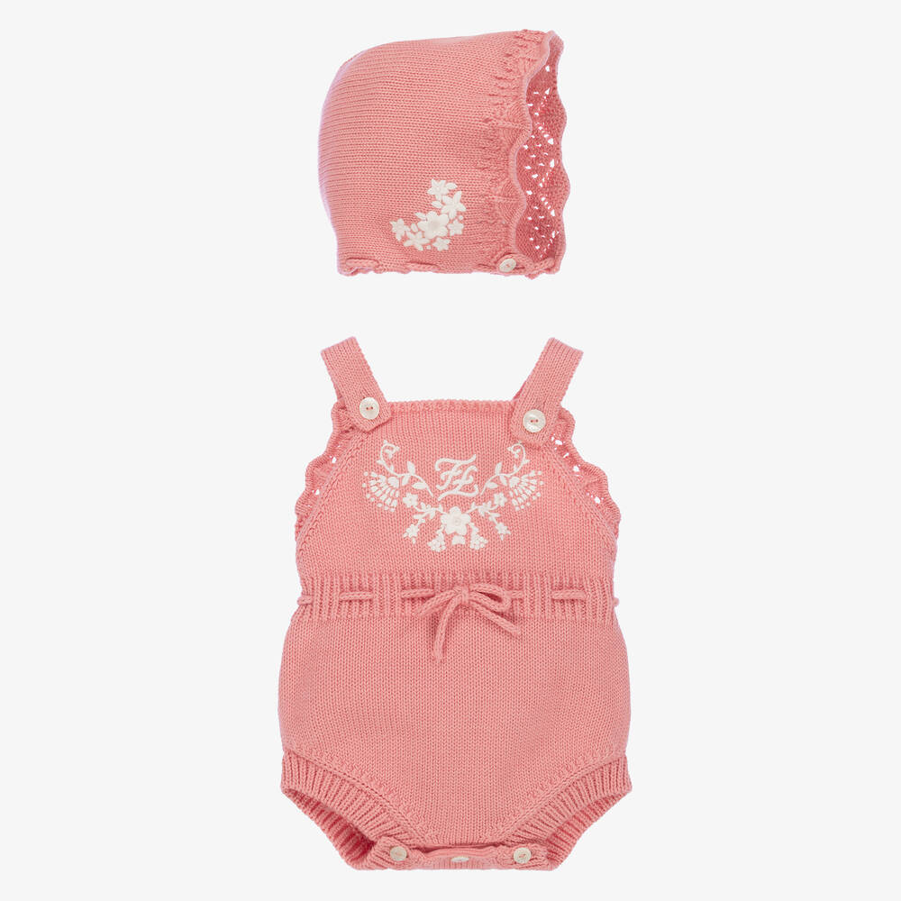 Fendi Baby Girls Pink Knitted Shortie Set