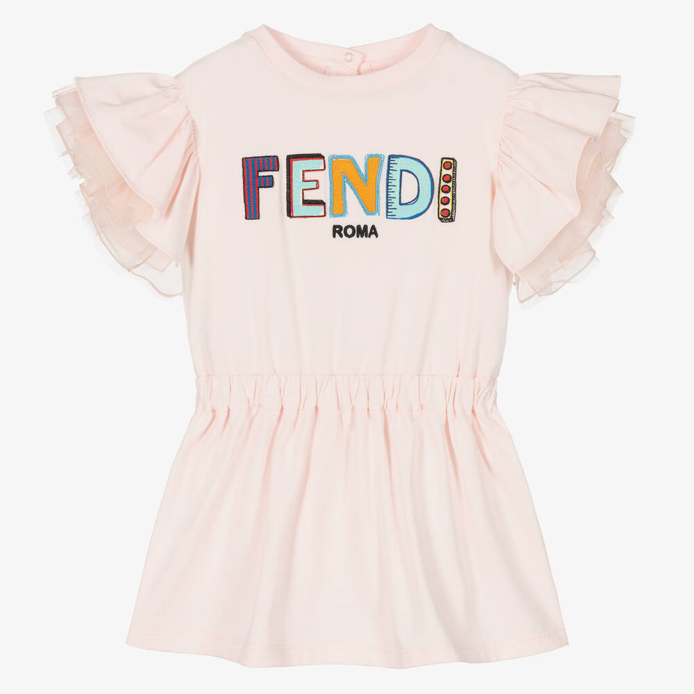 Fendi - Baby Girls Pink Logo Dress | Childrensalon