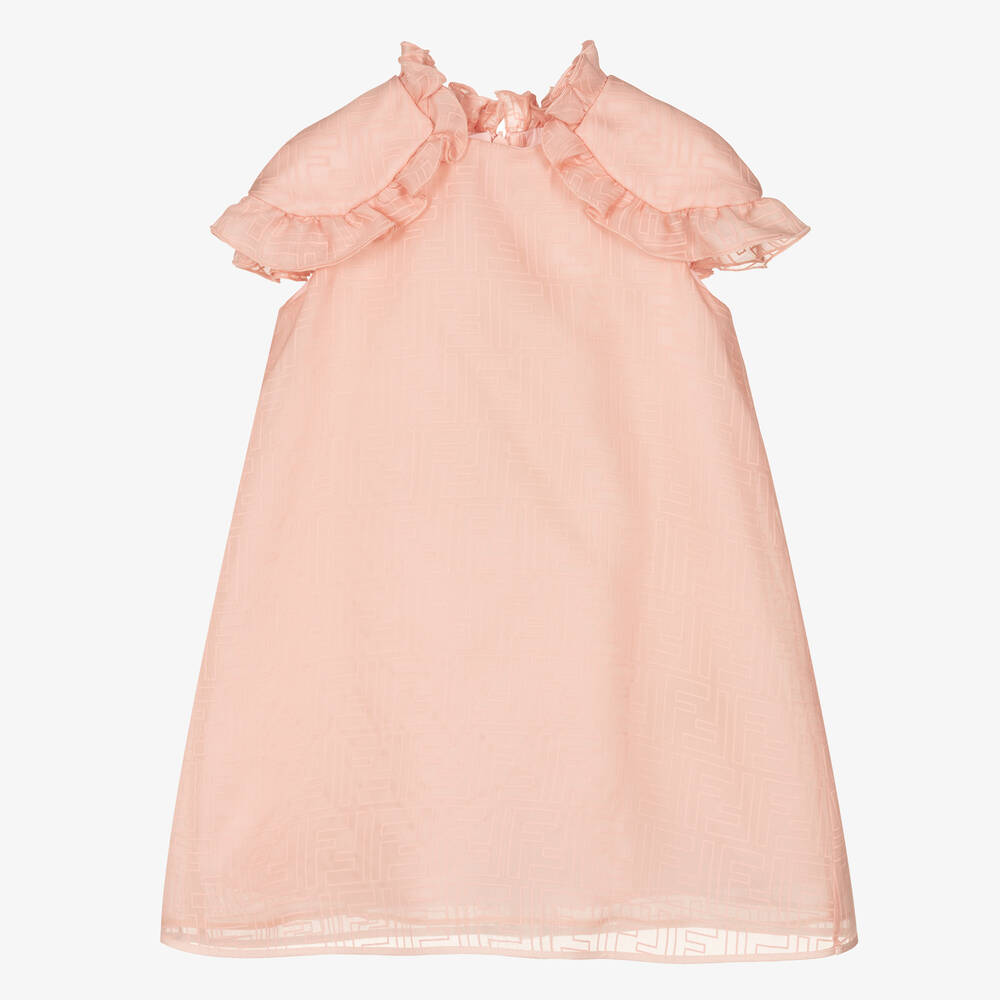 Fendi Baby Girls Pink Silk Logo Dress