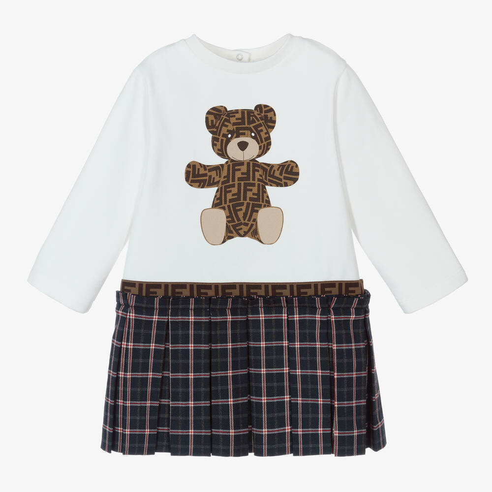 Fendi - Baby Girls White FF Bear Dress | Childrensalon