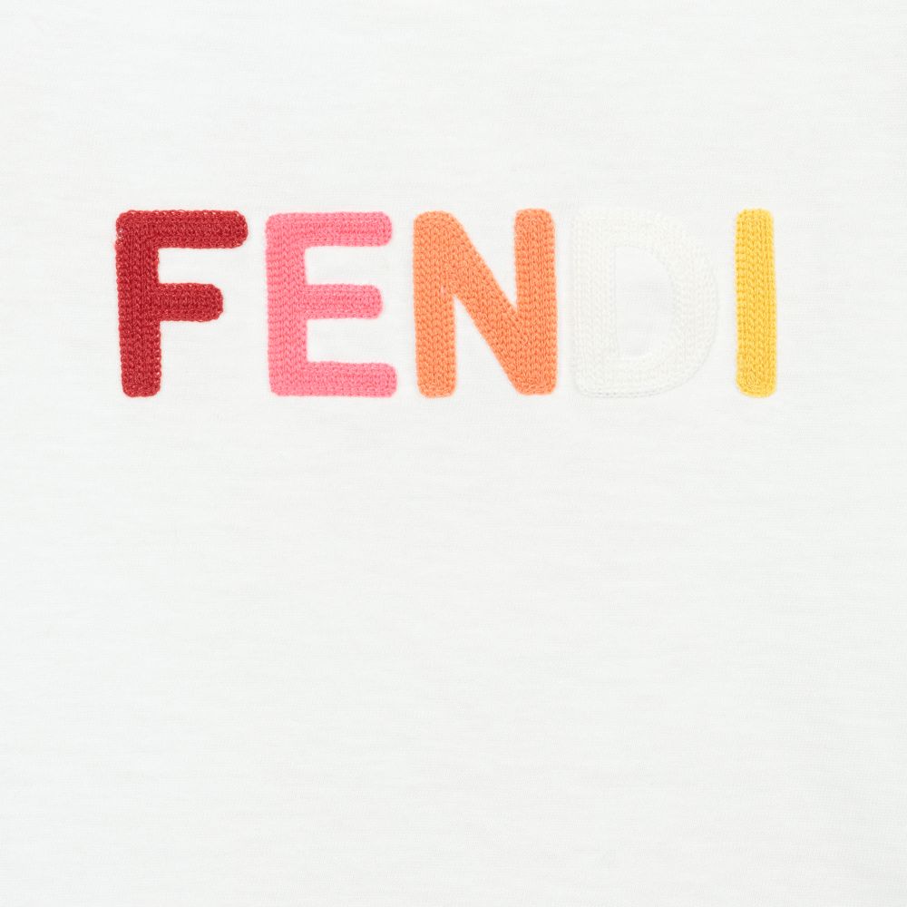 Fendi - Baby Girls White Logo T-Shirt | Childrensalon