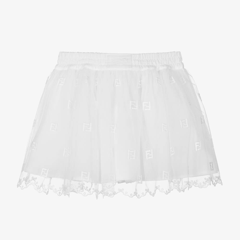 Fendi - Baby Girls White Tulle Logo Skirt | Childrensalon