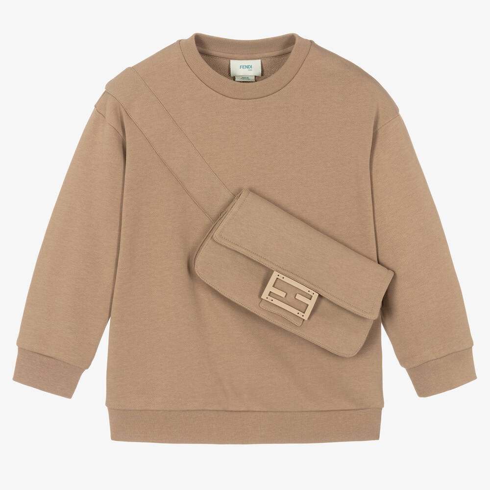 Fendi - Beige Baguette Pocket Sweatshirt | Childrensalon