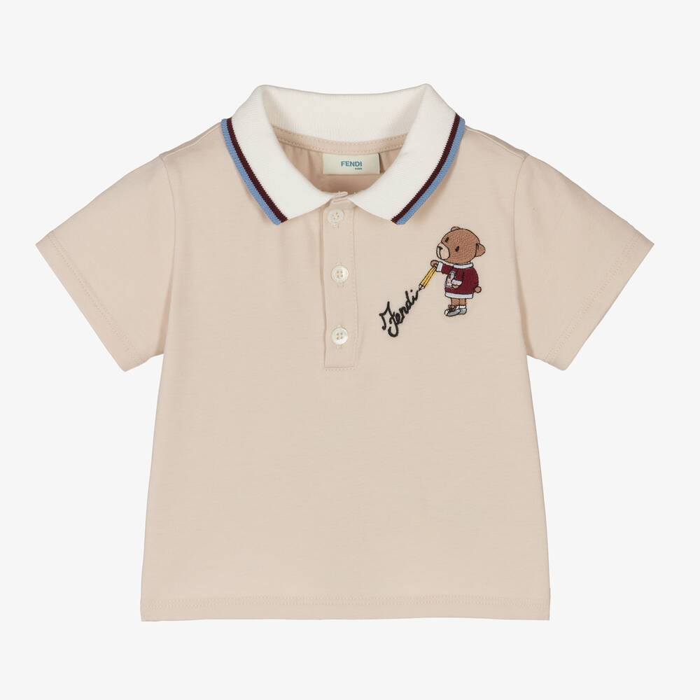 Fendi - Beige Bear Baby Polo Shirt | Childrensalon