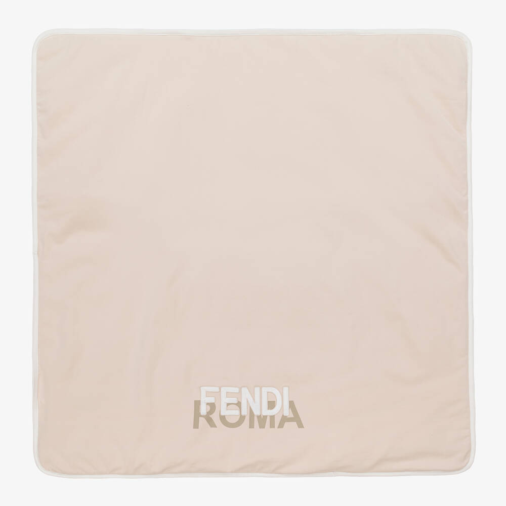 Fendi - Beige Cotton Fendi Roma Blanket (80cm) | Childrensalon