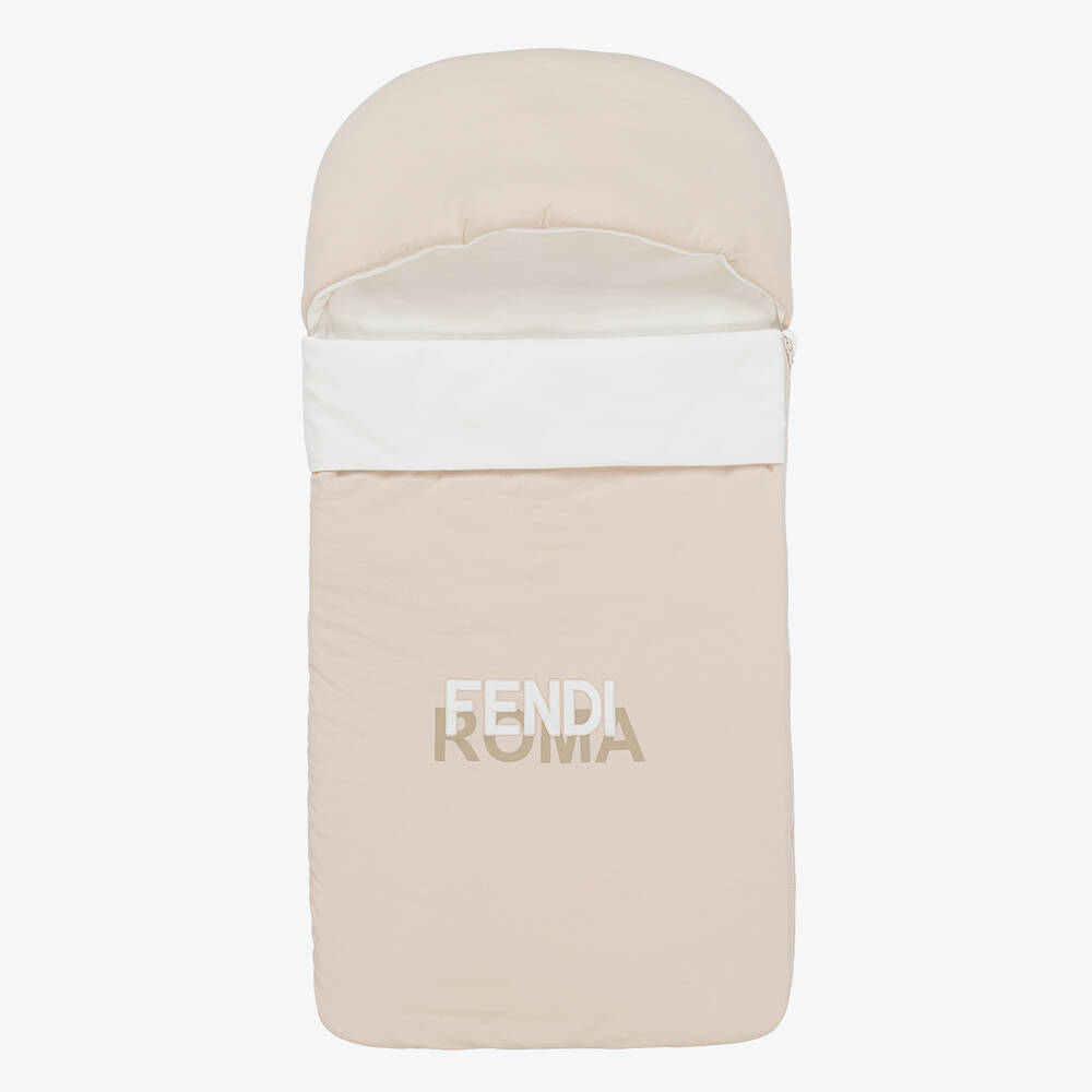 Fendi - Бежевый хлопковый конверт с вышивкой (90см) | Childrensalon