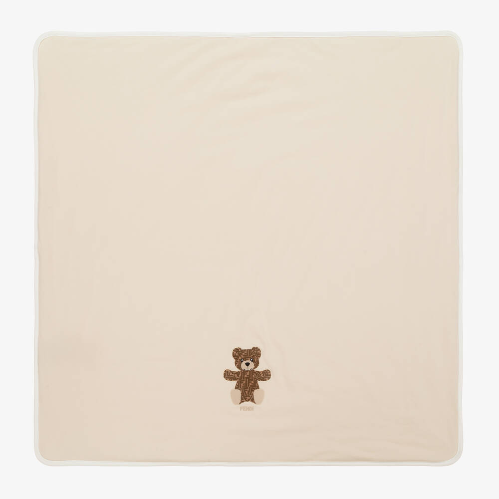Fendi - Бежевое утепленное одеяло с медвежонком FF (80см) | Childrensalon