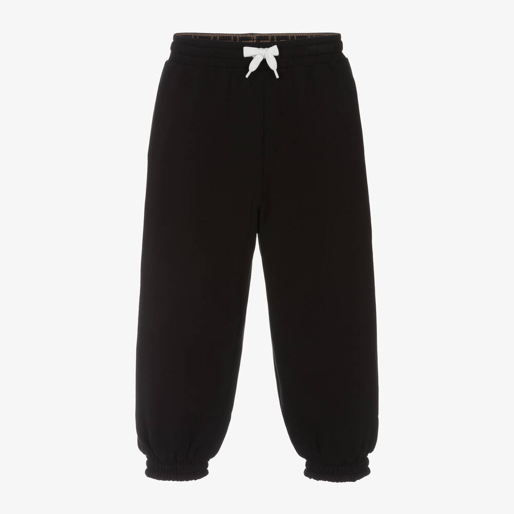 Fendi - Black & Brown Reversible FF Logo Joggers | Childrensalon