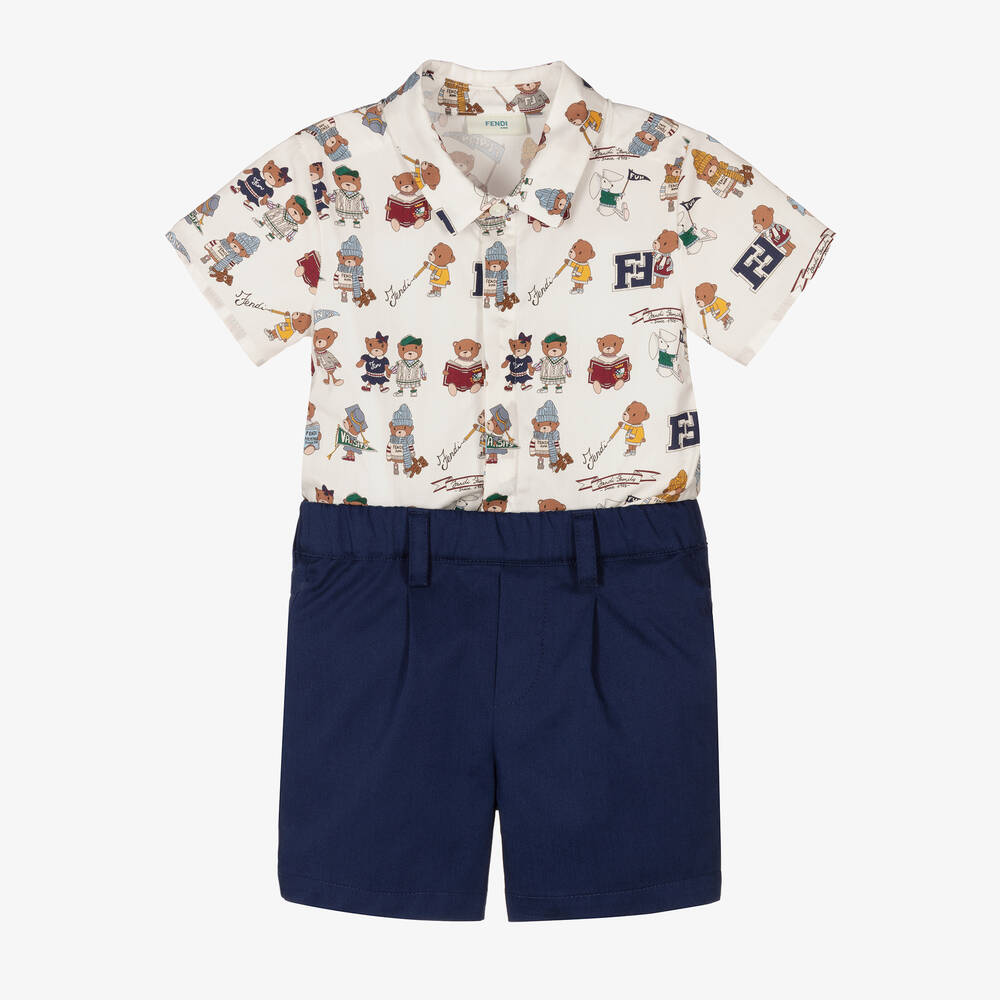 Fendi - Blue Bears Baby Buster Suit | Childrensalon