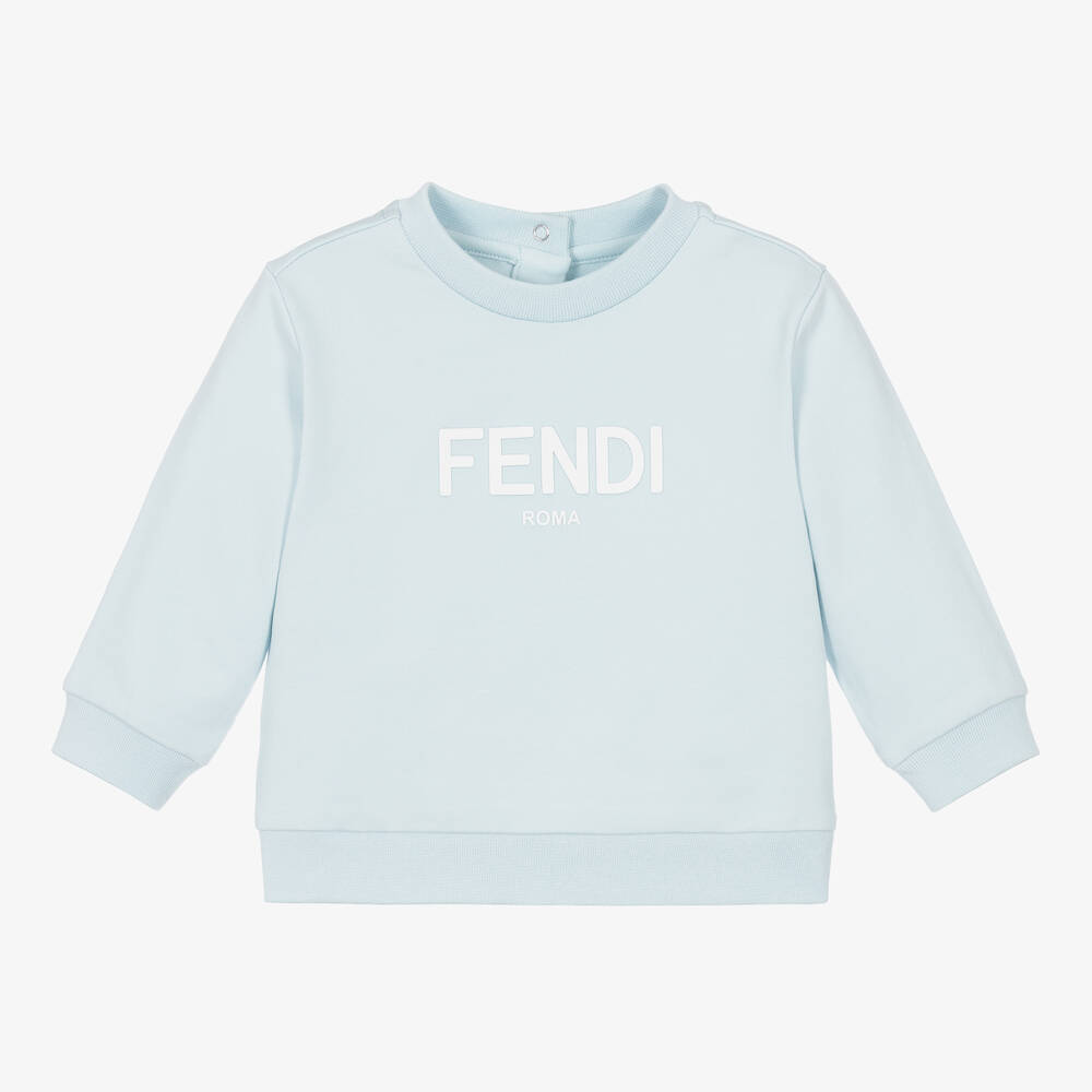 Fendi - Blue Cotton Baby Sweatshirt | Childrensalon