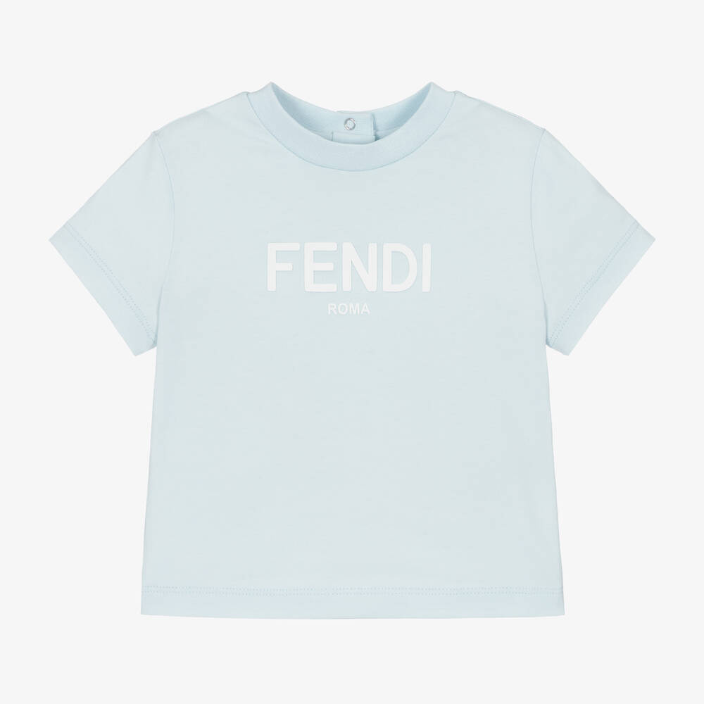 Fendi - Blue Cotton Baby T-Shirt | Childrensalon