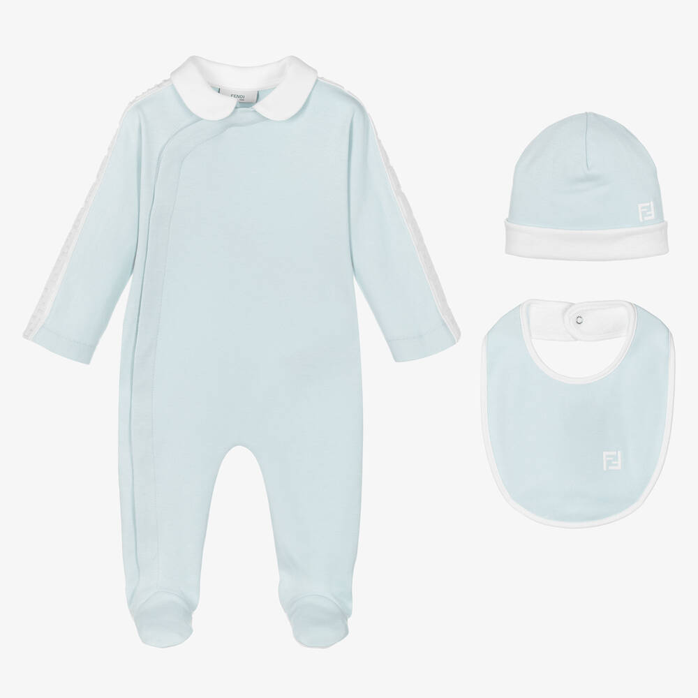 Fendi - Blue Cotton Babygrow Gift Set | Childrensalon