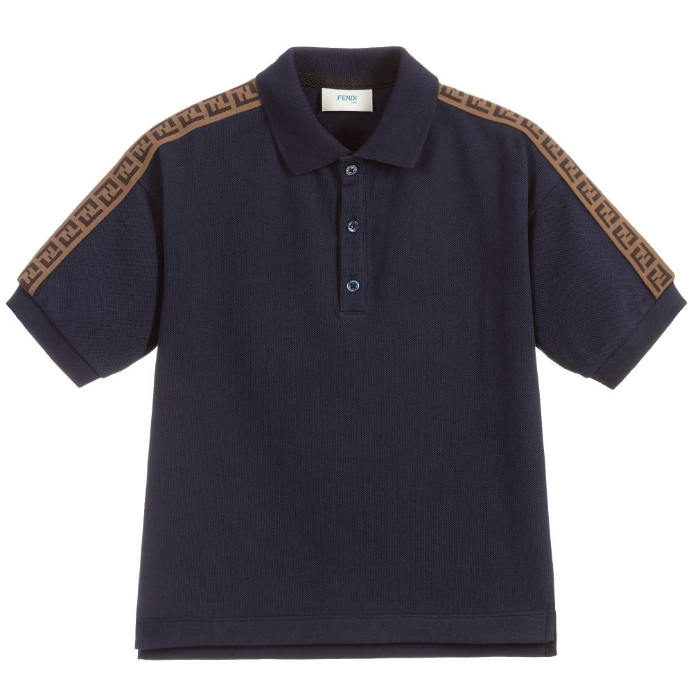 Fendi - Blue Cotton Piqué Polo Shirt | Childrensalon