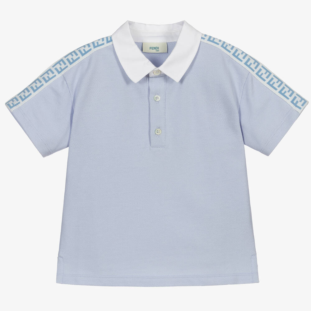 Fendi Boys Blue Piqué Ff Baby Polo Shirt