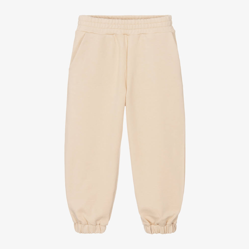 Fendi - Boys Beige Cotton FF Logo Joggers | Childrensalon